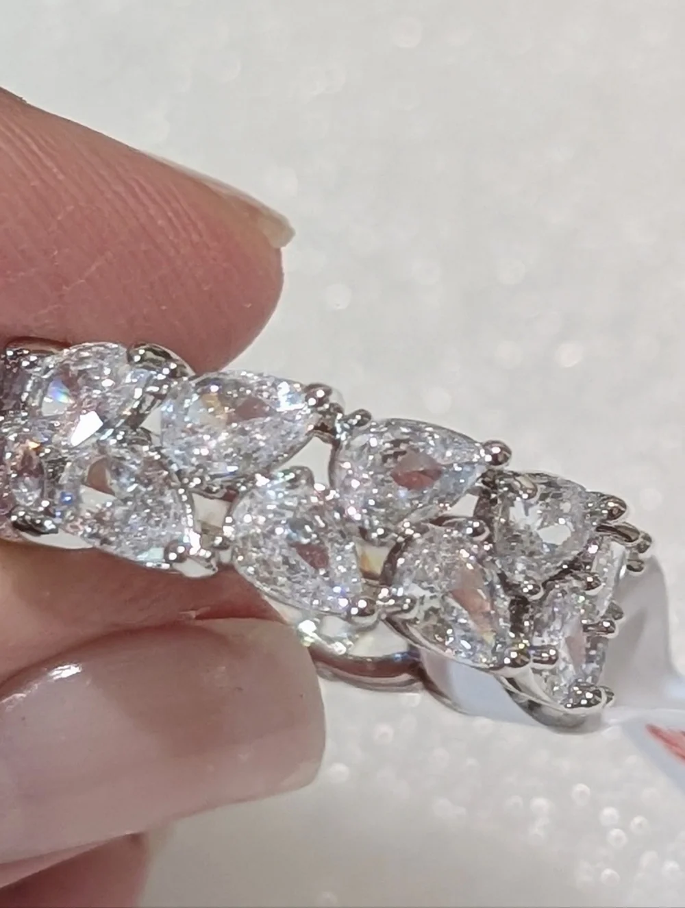NWT Bomb Party Stunning Pear Shaped CZ Crystals Full Eternity Band Size 10 Ring